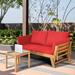 Sand & Stable™ Terri 78" Wide Outdoor Patio Sofa w/ Cushions Wood/Natural Hardwoods in Orange | Wayfair E4B62F5BB5F54306B7020D11FBED10EA