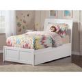 Harriet Bee Salem Solid Wood Sleigh Platform Bed w/ Footboard & Trundle Wood in White | 44.25 H x 41.5 W x 82 D in | Wayfair