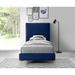 Everly Quinn Upholstered Low Profile Platform Bed Wood in Blue/Brown | 53 H x 44 W x 82 D in | Wayfair 58457EBBC2264E6C81351EC6BCB10EDC