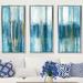 Everly Quinn 'Saturnia Susan Jill' - 3 Piece Floater Frame Print Set on Canvas in Blue | 33.5 H x 52.5 W x 2 D in | Wayfair