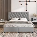 Latitude Run® Verona Faux Leather Tufted Platform Storage Bed Frame Upholstered/Faux leather in Gray/White | 47 H x 64.1 W x 86 D in | Wayfair
