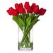 Primrue Real Touch Flower Tulips Centerpiece in Vase Silk in Red | 12 H x 7 W x 7 D in | Wayfair E4A033005CE54AD197C5DB04AE2C7D14