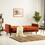 Etta Avenue™ Celine 84" Square Arm Sofa Wood/Velvet/Solid Wood in Orange/Red/Brown | 34 H x 84 W x 30 D in | Wayfair