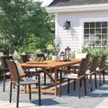 Lark Manor™ Alyisa Rectangular 8 - Person 79" Long Outdoor Dining Set w/ Cushions Wood/Wicker/Rattan in Green/Brown | Wayfair