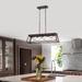 Gracie Oaks Gandhi 5 - Light Kitchen Island Linear Pendant w/ Wood Accents in Brown | 8.75 H x 35 W x 10 D in | Wayfair