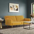 Mercury Row® Chrisman 80" Square Arm Sofa Wood/Microfiber/Microsuede in Yellow/Brown | 32 H x 80 W x 32 D in | Wayfair