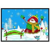 The Holiday Aisle® Parnetta Candy Cane Lane Snowman Non-Slip Outdoor Door Mat Synthetics | 18 W x 27 D in | Wayfair