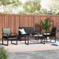 Zipcode Design™ Thea 4 Piece Complete Patio Set w/ Cushions Synthetic Wicker/All - Weather Wicker/Wicker/Rattan in Black | Wayfair