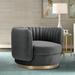 Barrel Chair - Everly Quinn Catalin 34" Wide Swivel Barrel Chair Velvet/Fabric in Gray | 25 H x 34 W x 32 D in | Wayfair