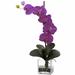 Primrue Giant Orchids Floral Arrangement in Planter Polyester/Faux Silk/Plastic/Fabric in Indigo | 26 H x 15 W x 6 D in | Wayfair WLDM2886 38023072