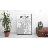 Williston Forge Buffalo City Map Graphic Art Print Poster in White/Gray Paper in Gray/White | 17 H x 11 W x 0.05 D in | Wayfair WLFR5123 43628614