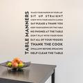 Wallums Wall Decor Table Manners Quote Wall Decal Vinyl, Glass in Black | 32 H x 28 W in | Wayfair quotes-table-manners-28x32_Black