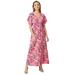 Plus Size Women's Knit Tie-Back Maxi by ellos in Rose Multi Print (Size 14/16)