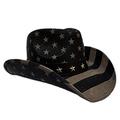 Vamuss Men’s Vintage USA American Flag Cowboy Hat w/Western Shape-It Brim, Black, One size