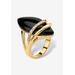 Women's 18K Gold Black Onyx & Cubic Zirconia Ring by PalmBeach Jewelry in Gold (Size 12)