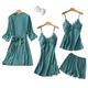 Chongmu Womens 4pcs Silk Pyjama Sets Cami Top Nightwear Satin Sleepwear Pajamas Set with Shorts Nightdress