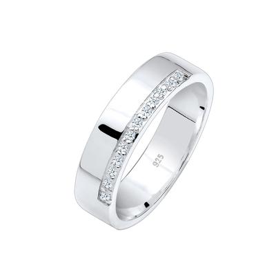 Elli DIAMONDS Bandring Basic Diamanten (0.06 ct.) 925 Silber 56 Damen Image