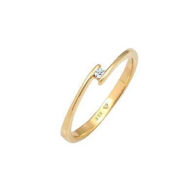 Elli DIAMONDS - Verlobungsring Diamant (0.03 ct.) 585 Gelbgold Ringe 1 ct Damen