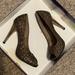 Nine West Shoes | Gold Glitter Peep Toe Heels (Nine West) Size 7 | Color: Brown/Gold | Size: 7