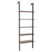 Costway 5-Tier Wood Look Ladder Shelf with Metal Frame for Home-Black