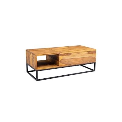 WOHNLING Couchtisch 110 x 50cm Tisch Wohnzimmertisch Braun Holz Sofatisch Massiv