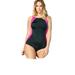 Plus Size Women's Colorblock One-Piece Swimsuit with Shelf Bra by Swim 365 in Black Fuchsia (Size 20)