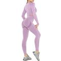 DUROFIT Seamless Sport Quality Set Women with Scrunch Ruched Butt Lift Booty Push Up Leggings and Crop Top Anti Cellulite Long Sleeve Workout Gym Fitness Yoga Pilates Jogging Light Purple S