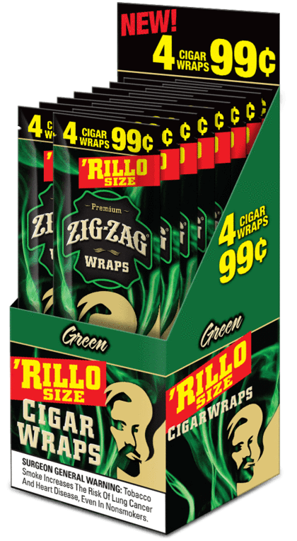 Zig Zag Green Rillo Size Blunt Wraps