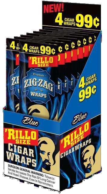 Zig Zag Blue Rillo Size Blunt Wraps