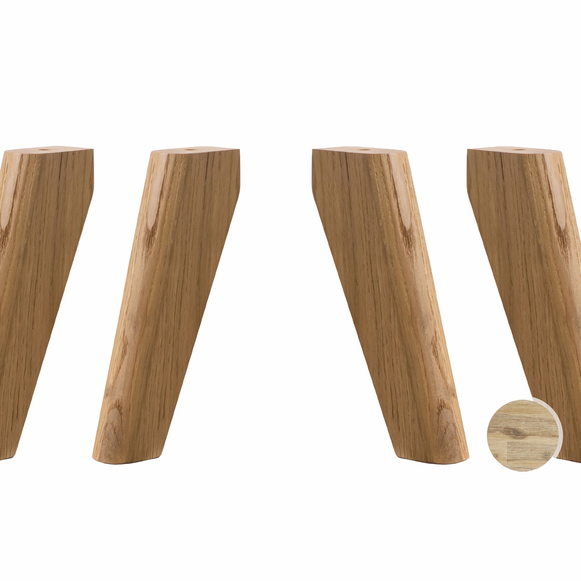 Hasena Dream-Line Füsse Masi 4er-Set / 25 cm / Eiche bianco, gebürstet, geölt Image