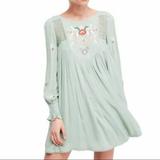 Free People Dresses | Free People Embroidered Mint Moya Mini Dress | Color: Green | Size: S