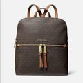 Michael Kors Bags | Michael Kors Rhea Zip Medium Slim Brown Backpack | Color: Brown/Gold | Size: 10"L X 12"H X 4.5"