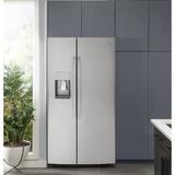 GE Profile™ 35.75" Side by Side 25.3 cu. ft. Energy Star Refrigerator w/ Fingerprint Resistant Finish in Black/Gray/White | Wayfair PSE25KYHFS