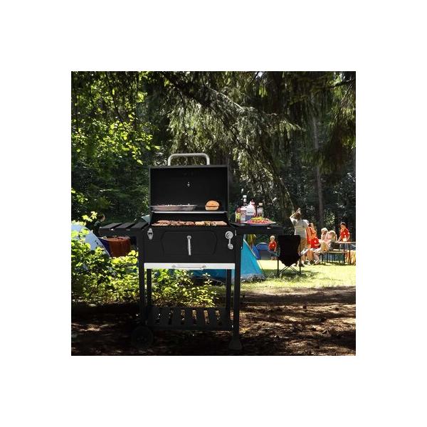 royal-gourmet-24"-crop-barrel-charcoal-grill-w--side-shelf---cover-porcelain-coated-grates-stainless-steel-cast-iron-steel-in-black-gray-|-wayfair/