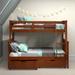Harriet Bee Delroy Twin over Full 2 Drawer Solid Wood Standard Bunk Bed Wood in Brown/Green | 62 H x 58 W x 79 D in | Wayfair