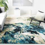 White 36 x 1.69 in Indoor Area Rug - 17 Stories Dowlen Abstract Navy/Green Area Rug Polypropylene | 36 W x 1.69 D in | Wayfair