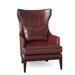 Wingback Chair - Birch Lane™ Turner 30.5" W Wingback Chair Genuine Leather/Fabric in Brown | 46 H x 30.5 W x 35.5 D in | Wayfair