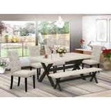 Wildon Home® Tabernash 6 - Piece Rubberwood Solid Wood Dining Set Wood/Upholstered in White/Black/Brown | Wayfair 142A38F734BA46858143EBDFF89AF9C1