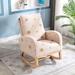 Corrigan Studio® Vennie Rocking Chair in Pink/White/Brown | 39.8 H x 27.2 W x 37 D in | Wayfair AE74C40DF1E444AC8B39290076F2B689