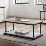 Wade Logan® Athon Floor Shelf Coffee Table w/ Storage Wood/Metal in White | 19.25 H x 47.25 W x 23.63 D in | Wayfair