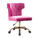 Everly Quinn Bawden Wingback Velvet Task Chair Upholstered in Pink | 34.2 H x 23.4 W x 23.4 D in | Wayfair 73DDC89D56E741C2B2ED8444A1B15437