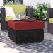 Wade Logan® Ayomikun Ottoman w/ Cushion Wicker/Rattan in Black | 18 H x 28 W x 28 D in | Outdoor Furniture | Wayfair