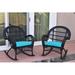 Darby Home Co Berchmans Wicker Rocker Chair w/ Cushions in Orange/Black/Indigo | 36 H x 35 W x 29 D in | Outdoor Furniture | Wayfair