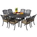 Fleur De Lis Living Campton 9-Piece Patio Dining Set w/ Cushions & 64" Square Dining Table Metal | 64 W x 64 D in | Wayfair FDLL6837 43080311