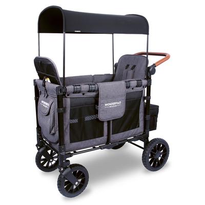 Wonderfold W2 Luxe Multifunctional Double (2 seater) Stroller Wagon - Charcoal Gray