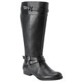 Women's The Janis Wide Calf Leather Boot by Comfortview in Black (Size 9 M)