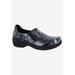 Extra Wide Width Women's Bind Slip-Ons by Easy Works by Easy Street® in Black Grey Abstract (Size 7 WW)