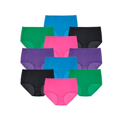 Plus Size Women's Full Coverage Cotton Brief 10-Pack by Comfort Choice in Bright Pack (Size 8)