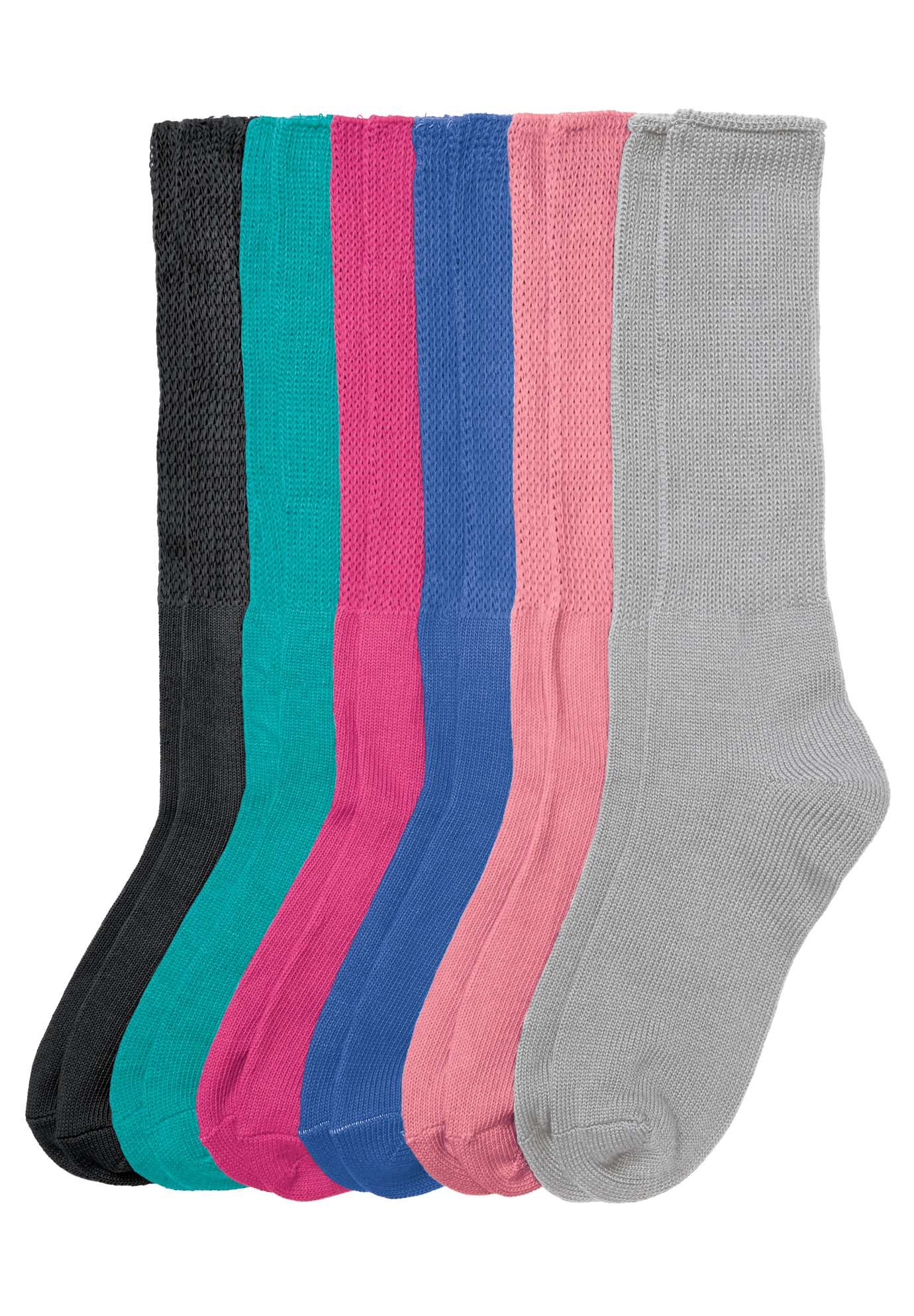 Plus Size Women's 6-Pack Rib Knit Socks by Comfort Choice in Bright Pack (Size 2X)