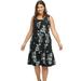 Plus Size Women's Fit and Flare Knit Dress by ellos in Black Grey Floral (Size L)